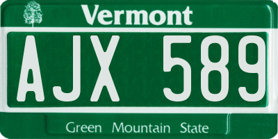 VT license plate AJX589