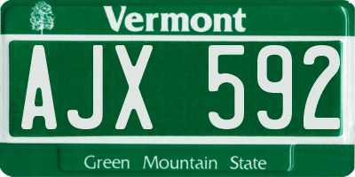 VT license plate AJX592