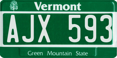 VT license plate AJX593