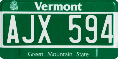 VT license plate AJX594