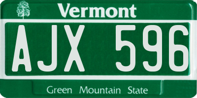 VT license plate AJX596