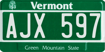 VT license plate AJX597