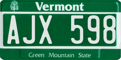 VT license plate AJX598