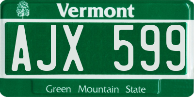 VT license plate AJX599
