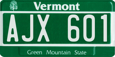 VT license plate AJX601