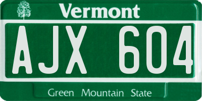 VT license plate AJX604