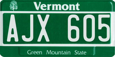 VT license plate AJX605