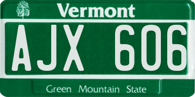 VT license plate AJX606