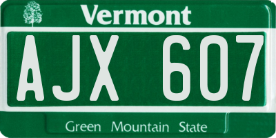 VT license plate AJX607