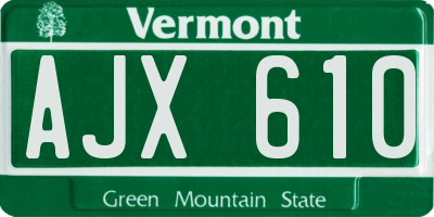 VT license plate AJX610