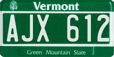 VT license plate AJX612