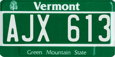VT license plate AJX613
