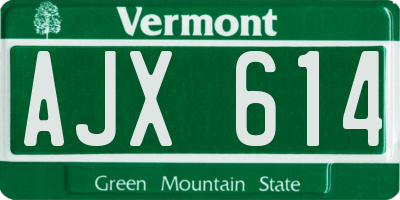 VT license plate AJX614