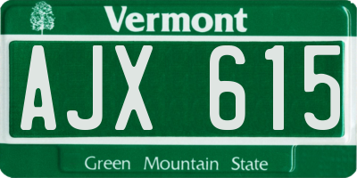 VT license plate AJX615