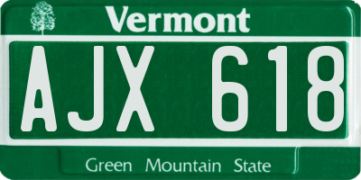 VT license plate AJX618