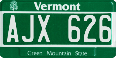 VT license plate AJX626