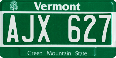 VT license plate AJX627