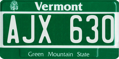 VT license plate AJX630