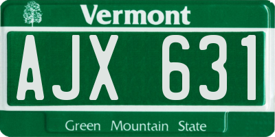 VT license plate AJX631