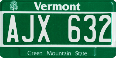 VT license plate AJX632