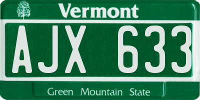 VT license plate AJX633
