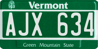 VT license plate AJX634