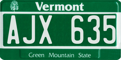 VT license plate AJX635