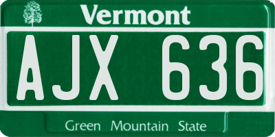 VT license plate AJX636