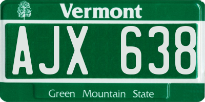 VT license plate AJX638