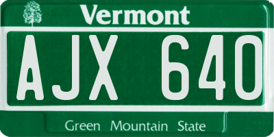 VT license plate AJX640