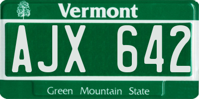 VT license plate AJX642