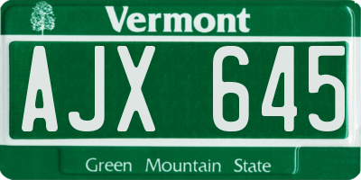 VT license plate AJX645