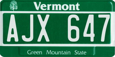 VT license plate AJX647