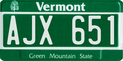 VT license plate AJX651