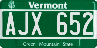 VT license plate AJX652