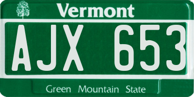 VT license plate AJX653