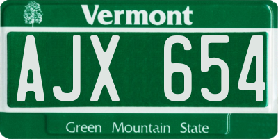 VT license plate AJX654