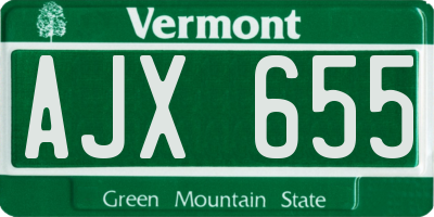 VT license plate AJX655
