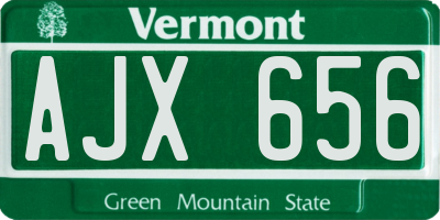 VT license plate AJX656