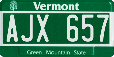 VT license plate AJX657