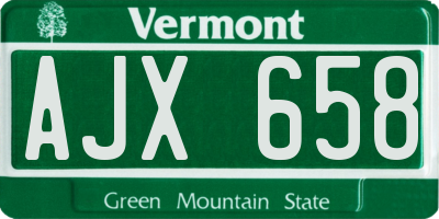 VT license plate AJX658