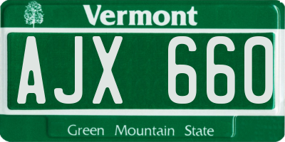 VT license plate AJX660