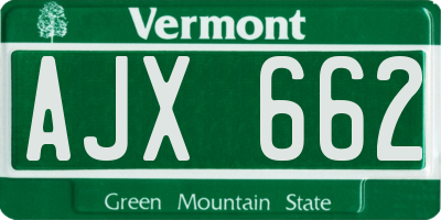 VT license plate AJX662