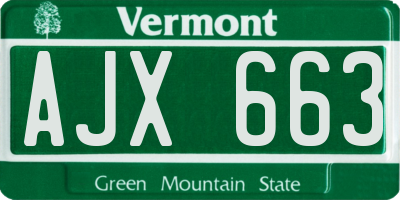 VT license plate AJX663