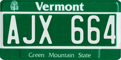VT license plate AJX664