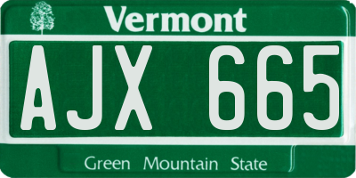VT license plate AJX665