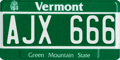 VT license plate AJX666