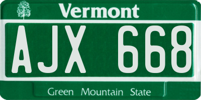 VT license plate AJX668