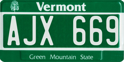 VT license plate AJX669
