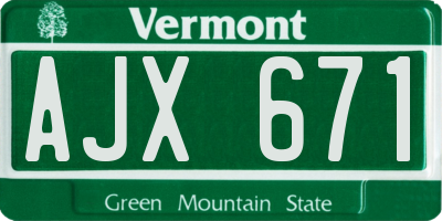 VT license plate AJX671